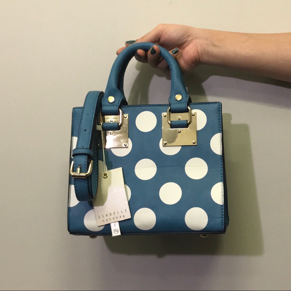 ⚪️🔵Vegan leather polka dotted handbag🔵⚪️